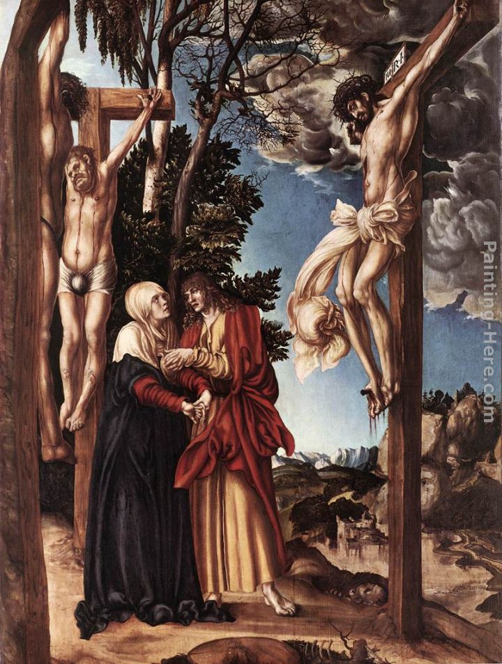 Crucifixion painting - Lucas Cranach the Elder Crucifixion art painting